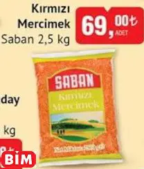 SABAN KIRMIZI MERCİMEK SABAN KIRMIZI MERCİMEK